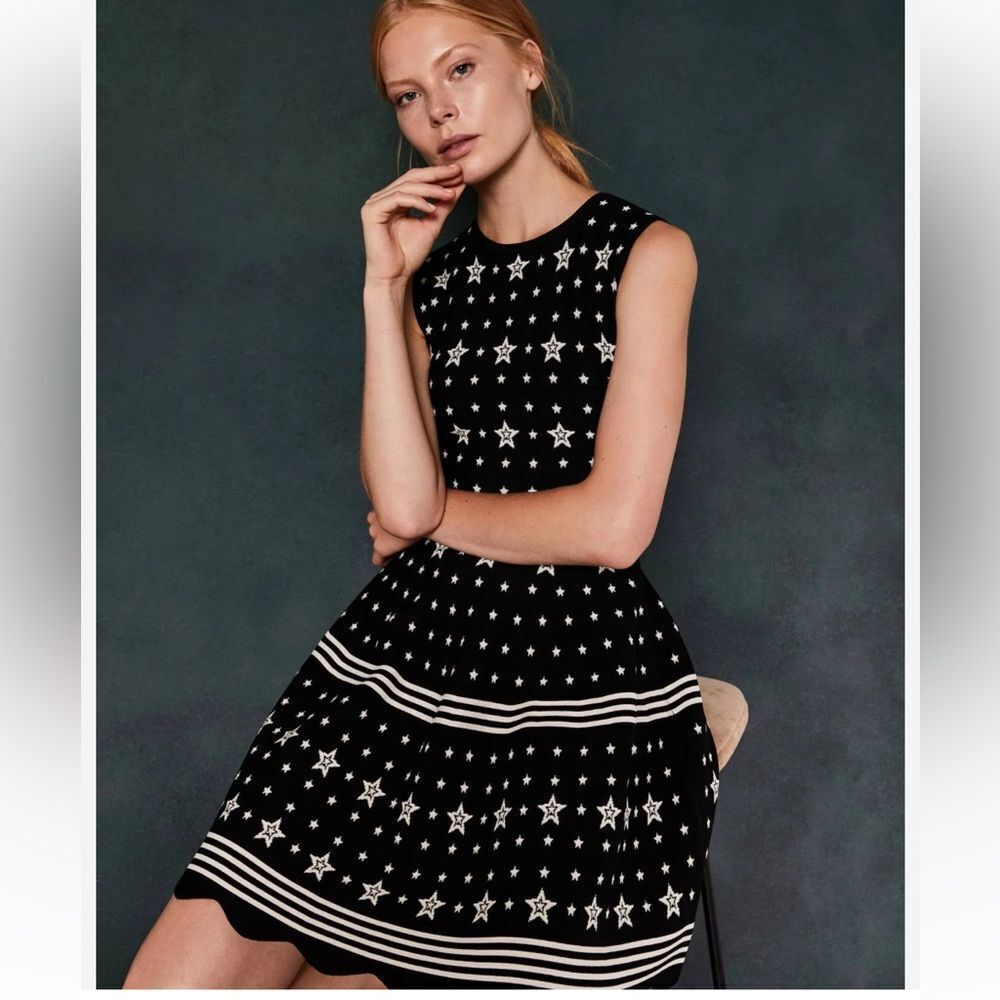 Ted Baker Black Knit MariaE Star Fit and Flare mini Dress | 6